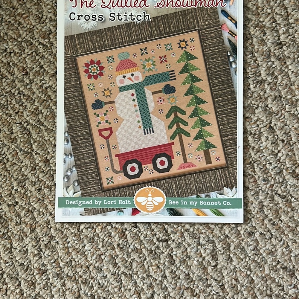 LORI HOLT Quilted Snowman cross stitch